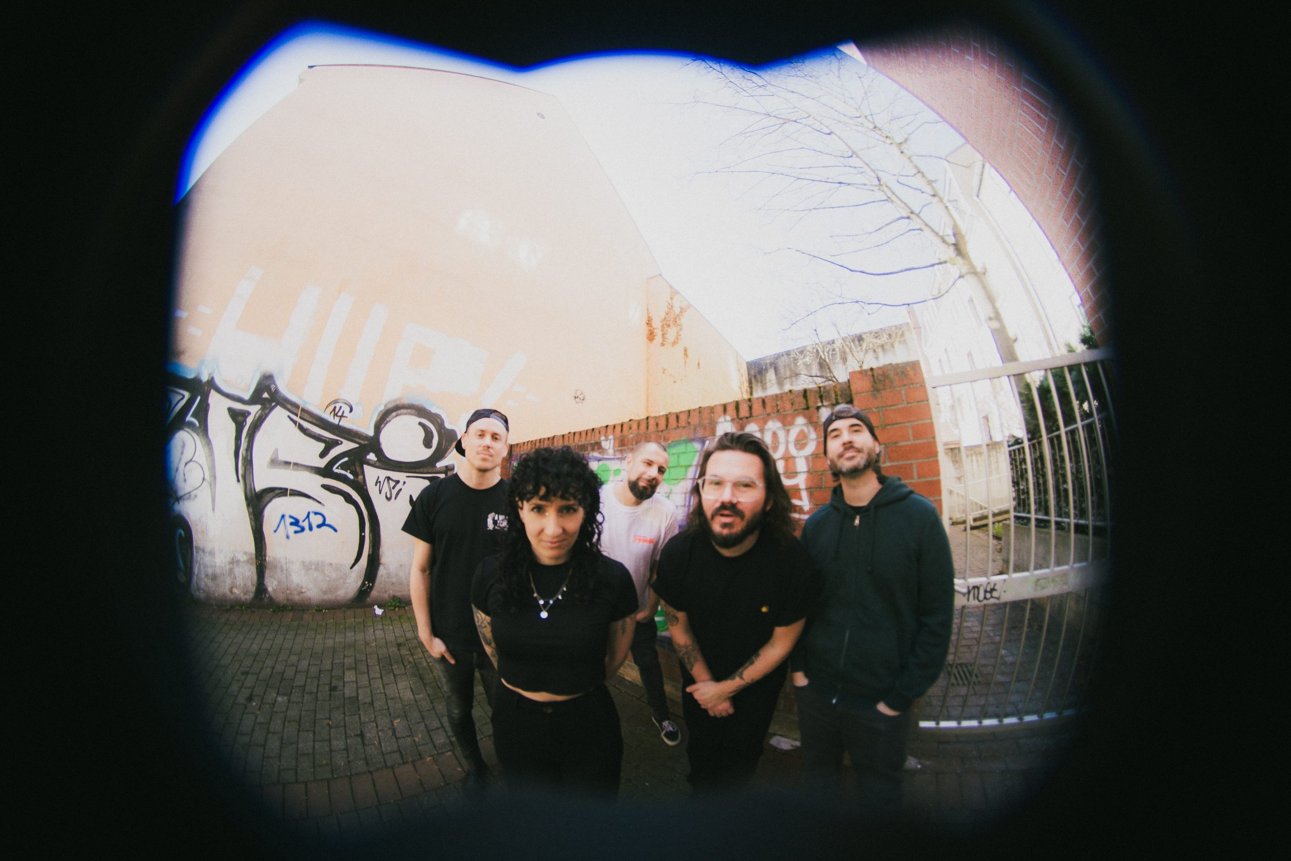 Melonball band pic by Shmagi Liklikadze All five bandmembers standing together outside